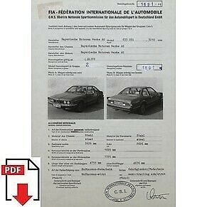 1978 BMW 633 CSI FIA homologation form PDF download